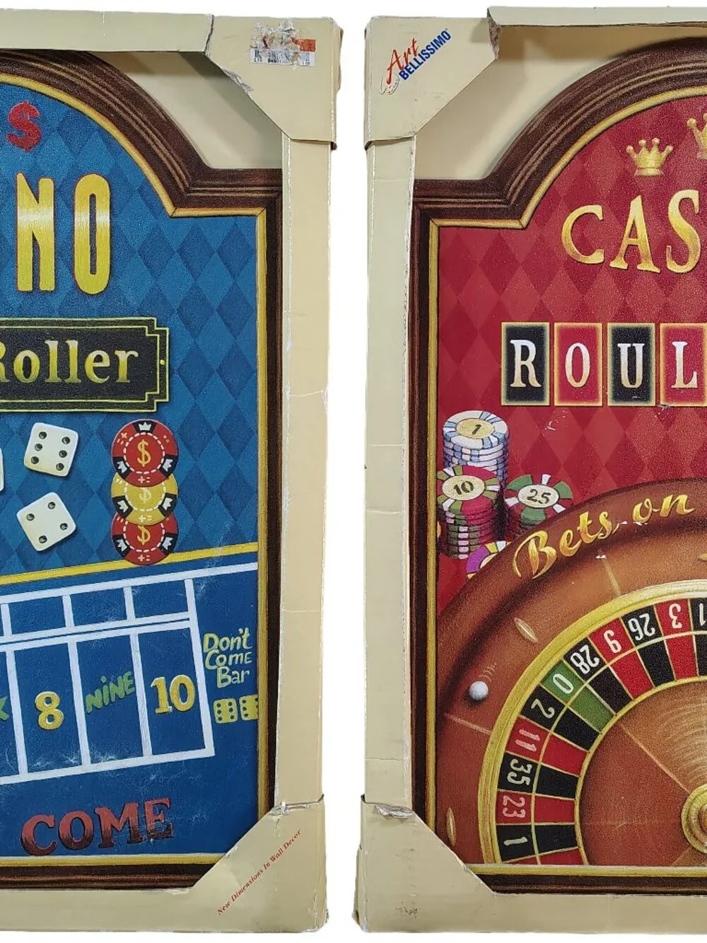 2 Pack Of Metal Tin Casino Gambling Themed Mancave Stylized Wall Hanging Decor